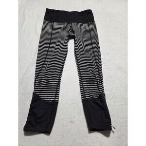 Lululemon Runday Crop Leggings Luxtreme - Black/White Parallel Stripes - Size 6
